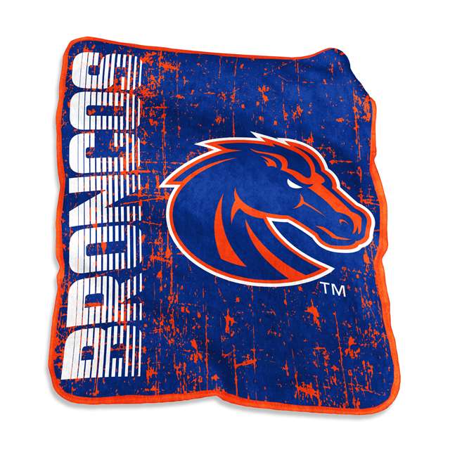 Boise State Broncos Logo Brands Plush Raschel Throw (Blue)