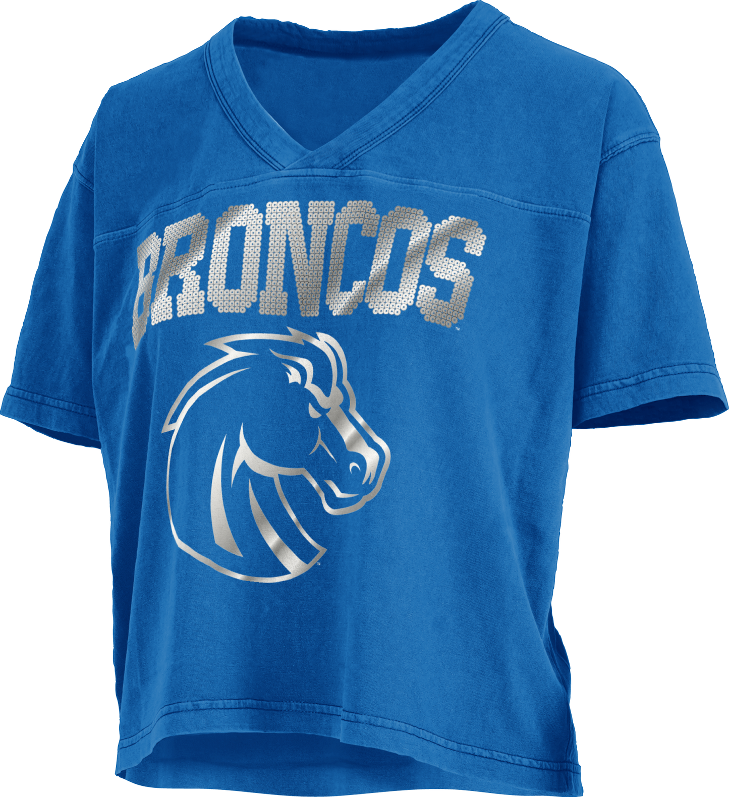 Boise State Broncos Pressbox Women's Sequin T-Shirt (Blue)