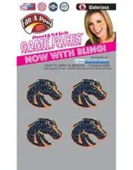 Boise State Broncos Fan-A-Peel Temporary Peel & Stick Glitter Tattoos 4 Pack