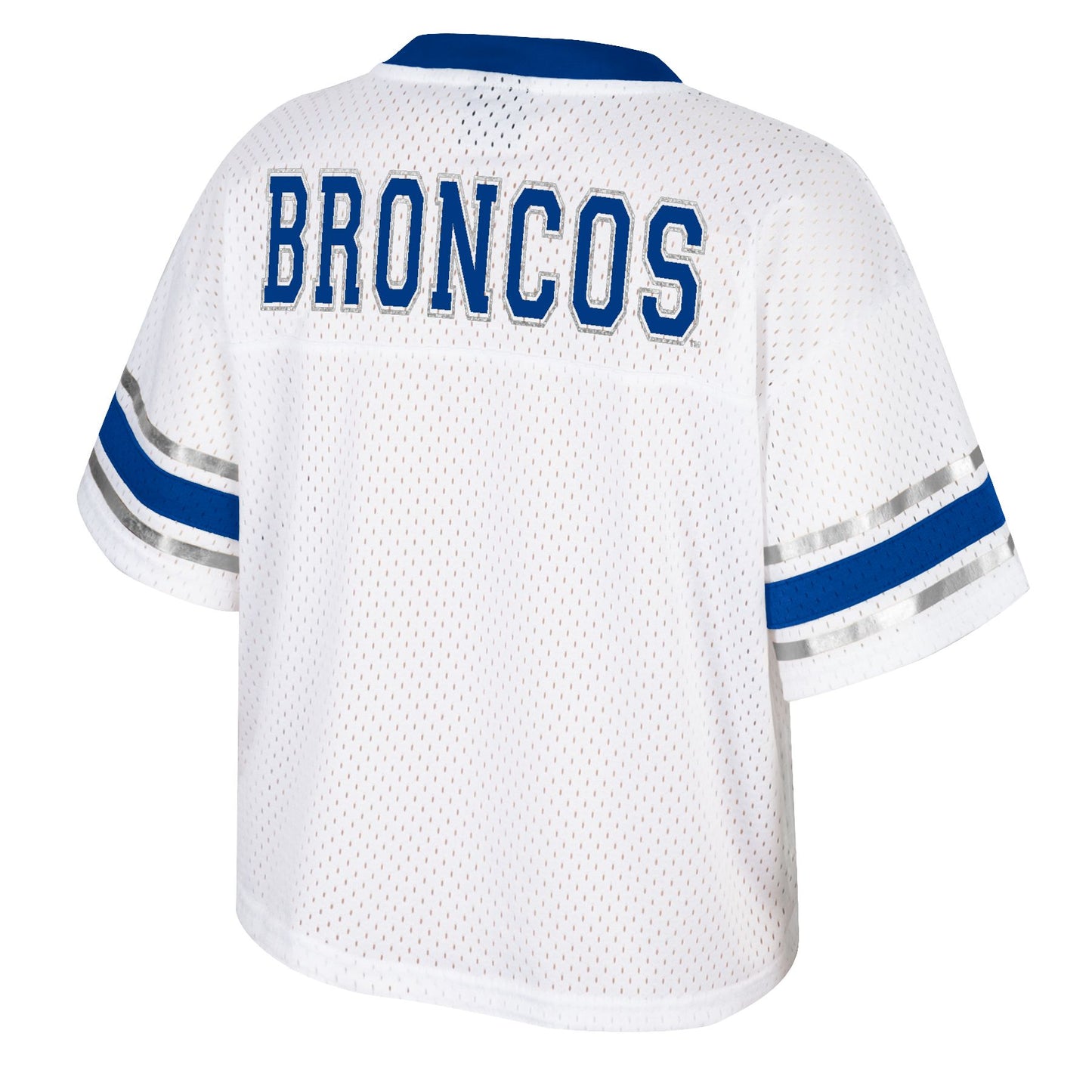 Boise State Broncos Colosseum Women's Crop Top Retro Football Fan Jersey (White)