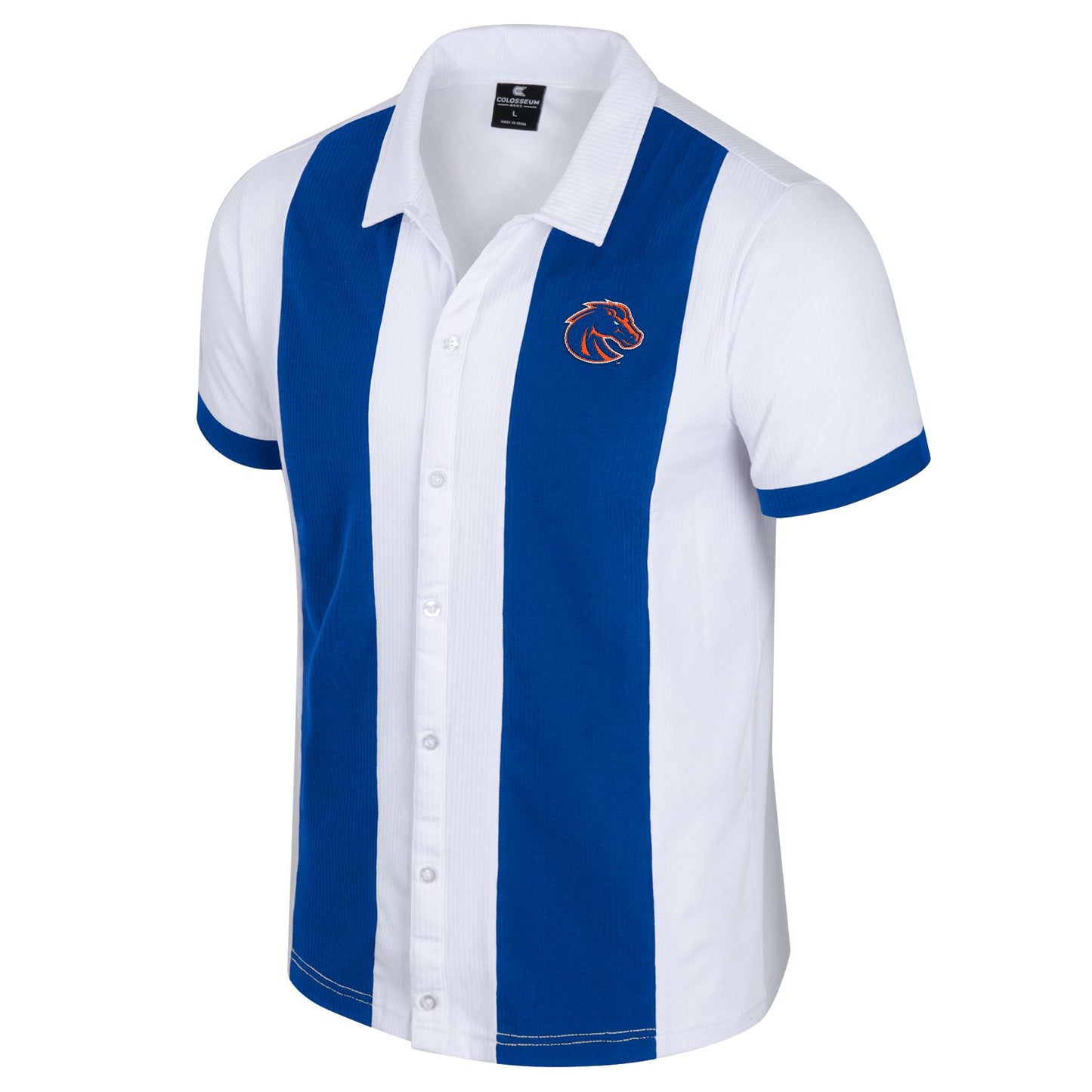 Boise State Broncos Colosseum Men's Striped Polo (White/Blue)