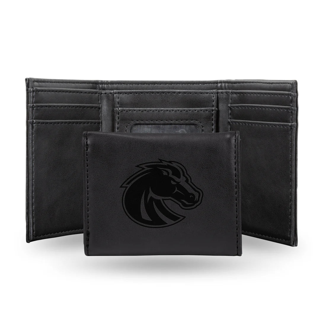 Boise State Broncos Rico Laser Engraved Tri-Fold Wallet (Black)