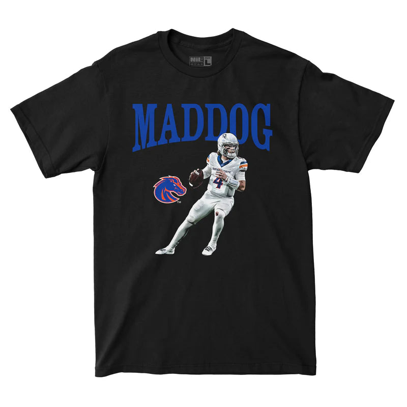 Boise State Broncos Campus Ink Maddux Madsen Maddog T-Shirt (Black)