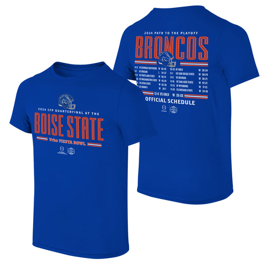 Boise State Broncos Retro Brand Men's Fiesta Schedule T-Shirt (Royal)
