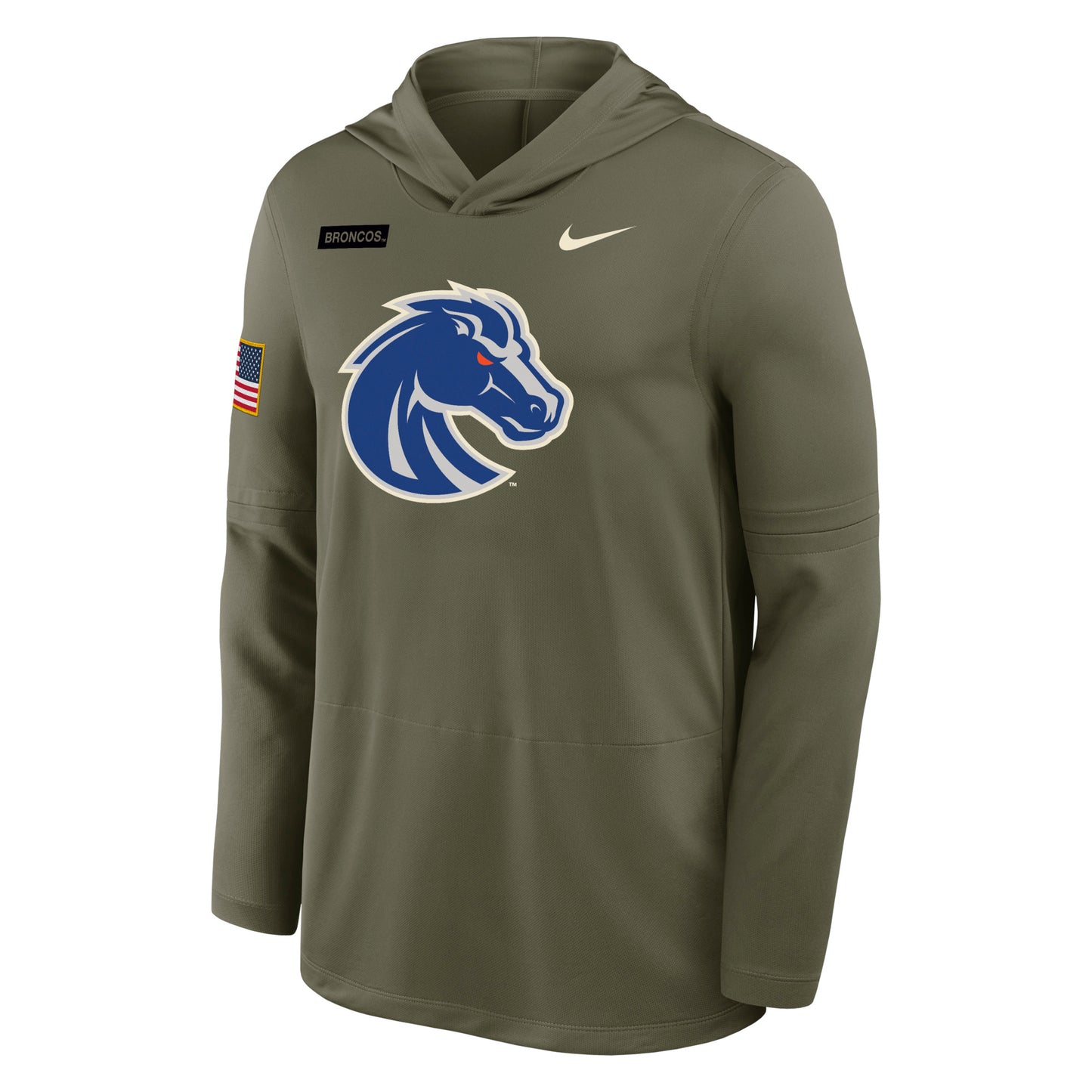 Boise State Broncos Nike Men's 2025 Military Appreciation Dri-Fit Long Sleeve Hoodie (Olive)