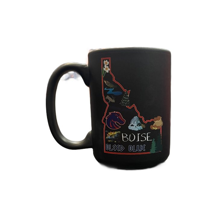 Boise State Broncos RSFJ 15oz Two Sided Idaho Matte Mug (Black)