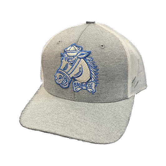 Boise State Broncos Zephyr Throwback Bronco Trucker Snapback Hat (Grey/White)