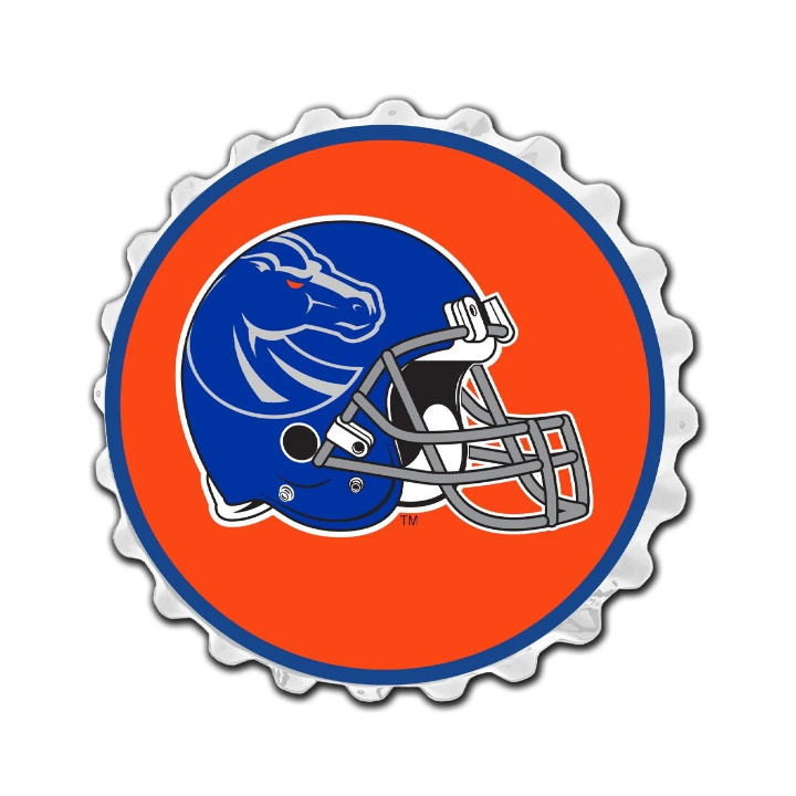 boise state football helmet timeline Boise State Broncos The Fan Brand Helmet Bottle Cap Wall Sign