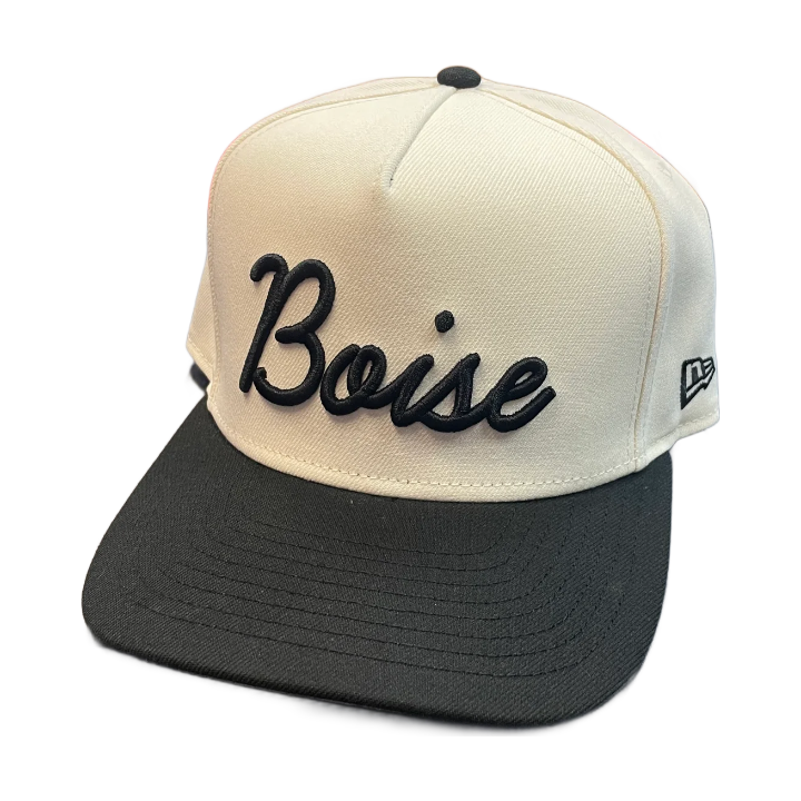 New Era Script Boise 9Fifty A-Frame Snapback Hat (Cream/Black)