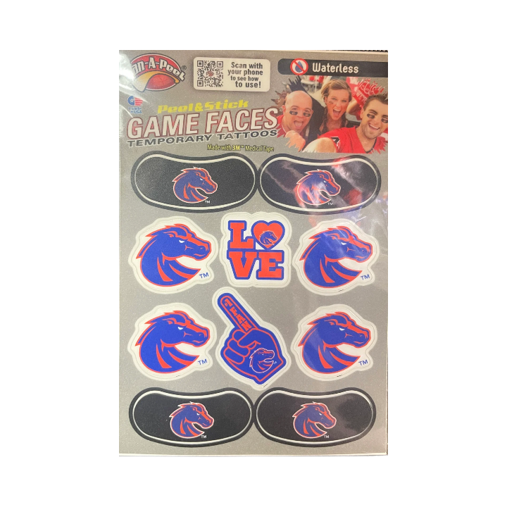 Boise State Broncos Fan-A-Peel Temporary Peel & Stick Tattoos Variety Pack