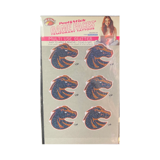 Boise State Broncos Fan-A-Peel Temporary Peel & Stick Glitter Tattoos 6 Pack