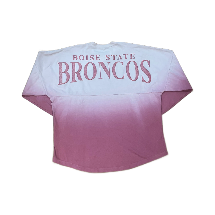 Boise State Broncos Spirit Jersey Unisex Oversized Gradient Crewneck (Pink)