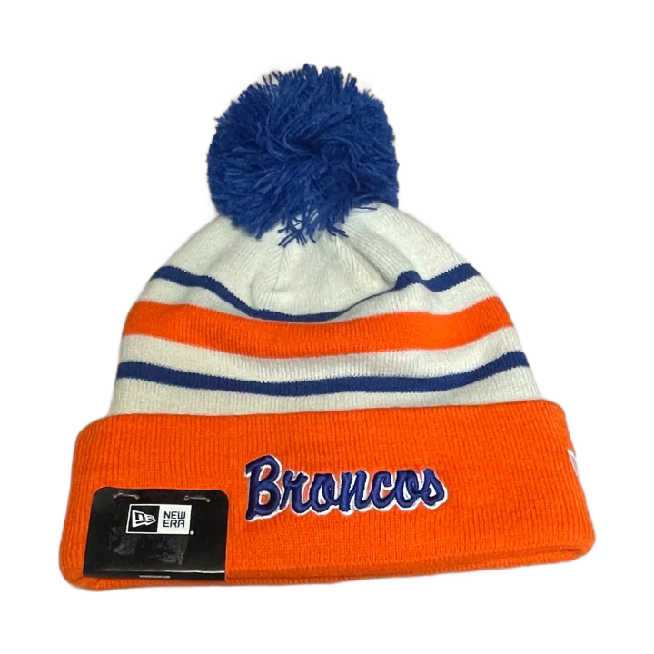 Boise State Broncos New Era Retro Striped Pom Beanie (Cream/Orange)
