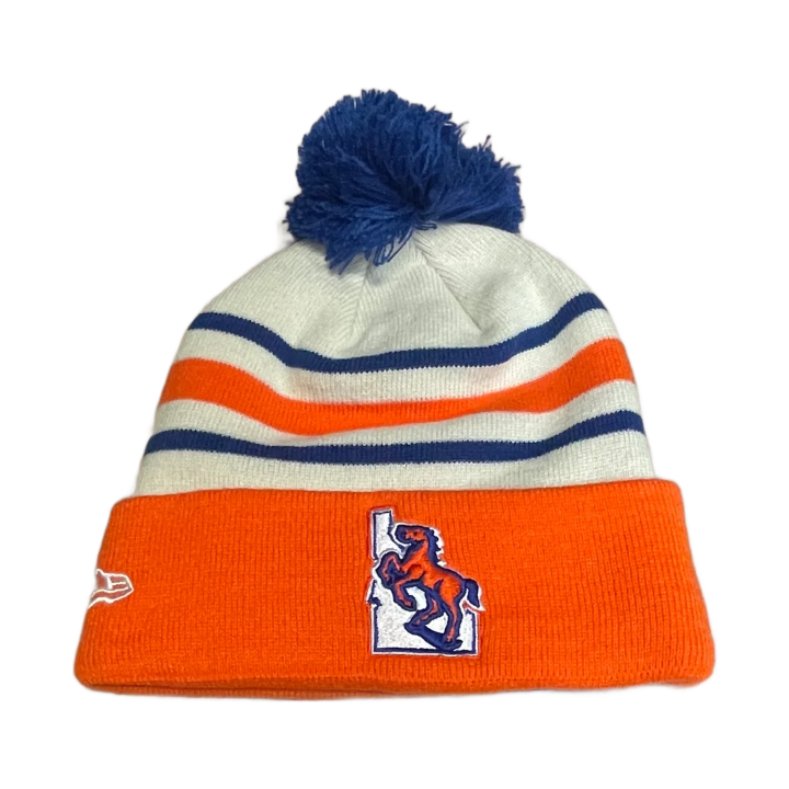 Boise State Broncos New Era Retro Striped Pom Beanie (Cream/Orange)