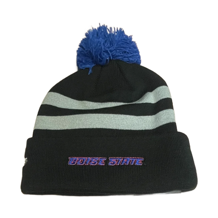 Boise State Broncos New Era Bronco Striped Pom Beanie (Black)