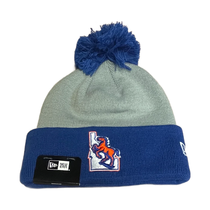 Boise State Broncos New Era Vault Pom Beanie (Grey/Blue)