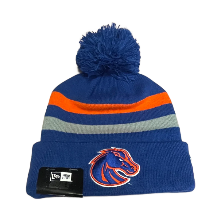 Boise State Broncos New Era Bronco Striped Pom Beanie (Blue)