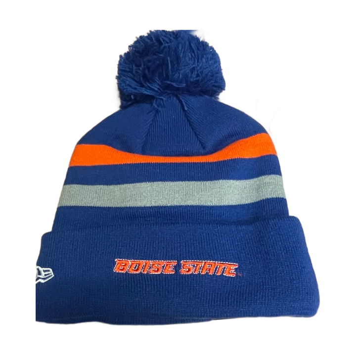 Boise State Broncos New Era Bronco Striped Pom Beanie (Blue)