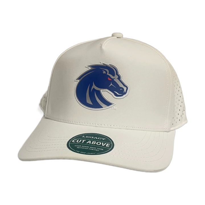Boise State Broncos Legacy Cut Above A-Frame Mesh Snapback Hat (White)