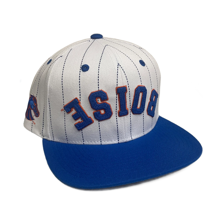 Boise State Broncos CapX Pinstripe Snapback Hat (White/Blue)