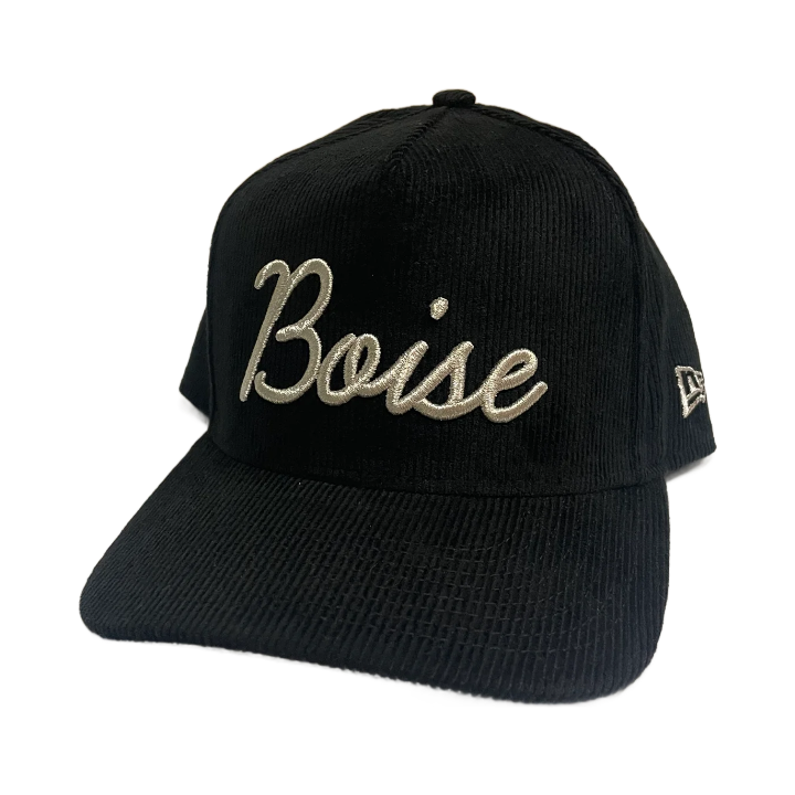 New Era Corduroy Script Boise 9Fifty A-Frame Snapback Hat (Black)