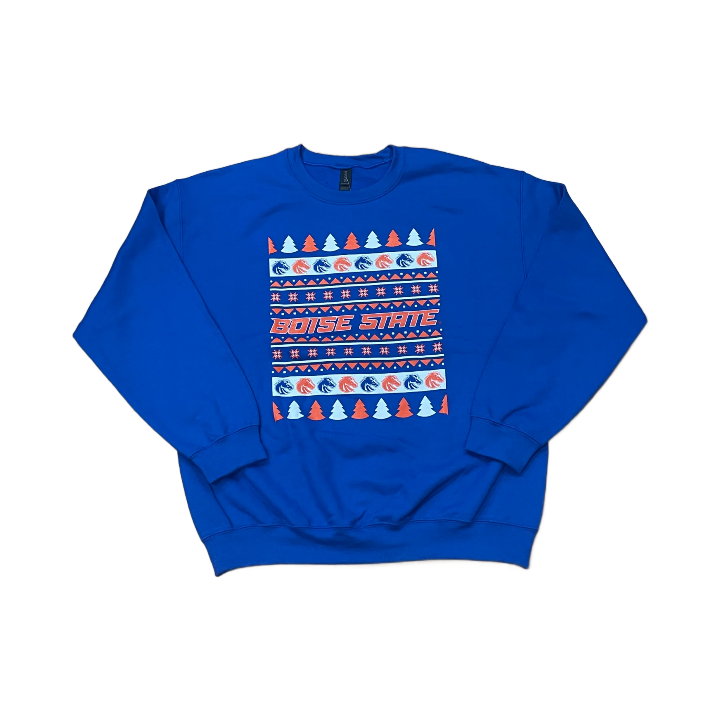 Boise State Broncos Select Men's Ugly Sweater Christmas Crewneck Sweatshirt (Blue)