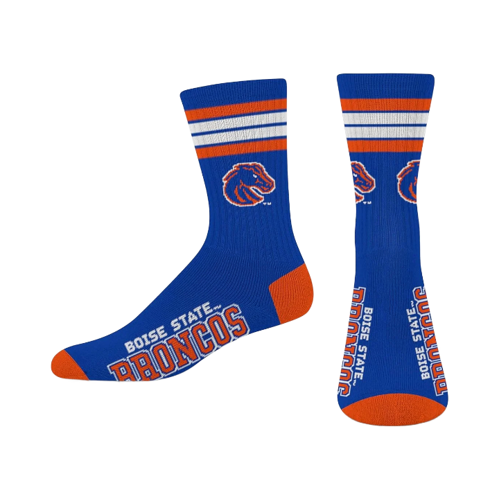 Boise State Broncos For Bare Feet Striped Crew Socks (Blue)