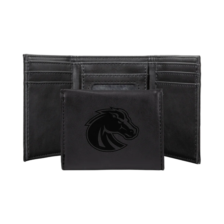 Boise State Broncos Rico Laser Engraved Tri-Fold Wallet (Black)
