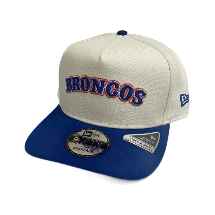 Boise State Broncos New Era Outline "Broncos" 9Fifty A-Frame Snapback Hat (Cream/Blue)