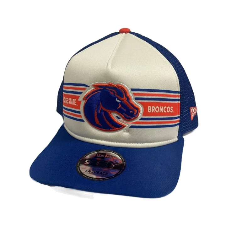 Boise State Broncos New Era Foam 9Fifty A-Frame Snapback Trucker Hat (Cream/Blue)
