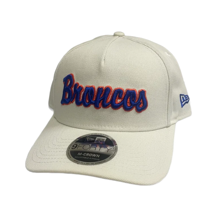 Boise State Broncos New Era Script 9Forty M-Crown Snapback Hat (Cream)
