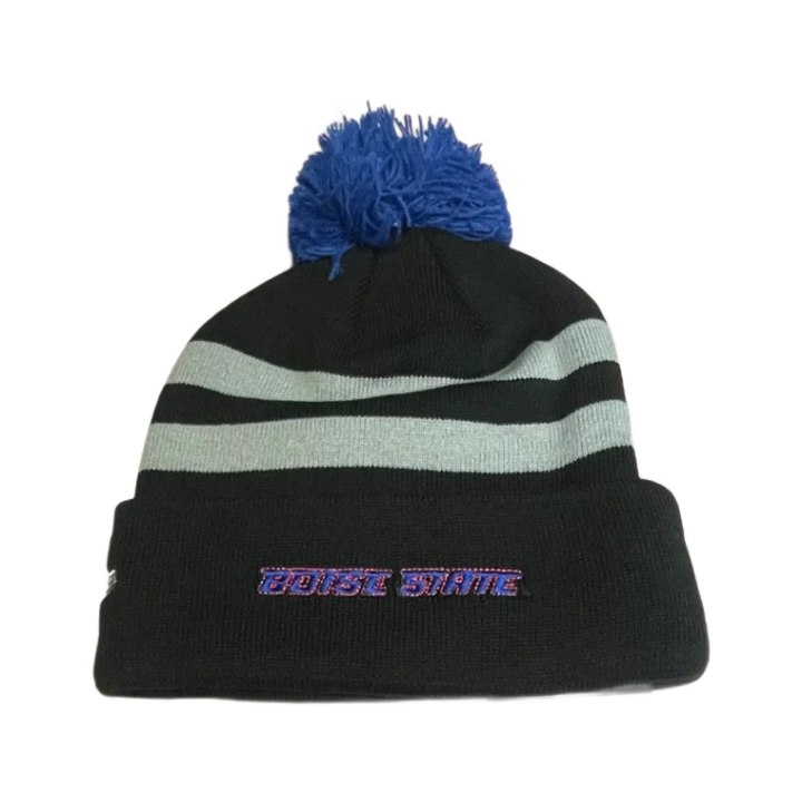 Boise State Broncos New Era Bronco Striped Pom Beanie (Black)