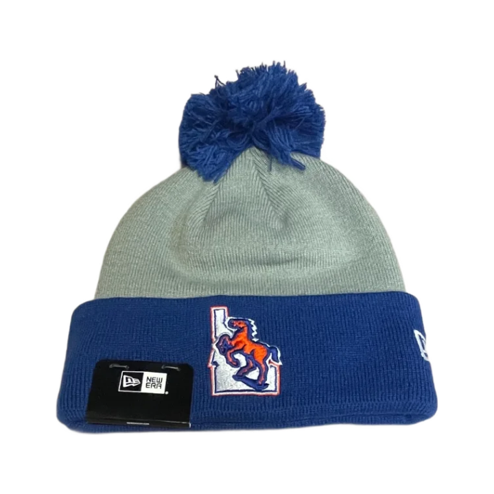 Boise State Broncos New Era Vault Pom Beanie (Grey/Blue)