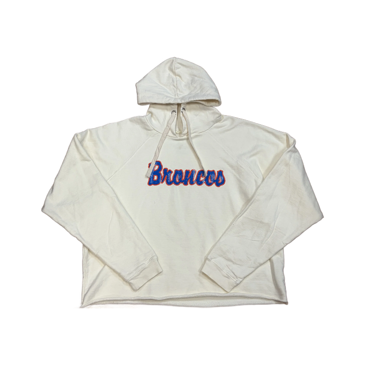 Boise State Broncos Women's Retro Brand Cropped Hoodie (Cream)