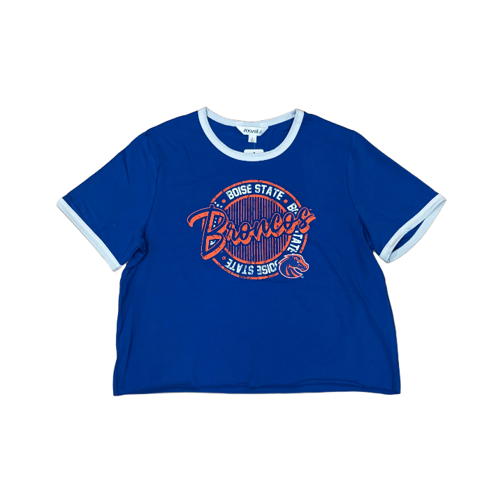 Boise State Broncos Women's ZooZatz Cropped T-Shirt (Blue)