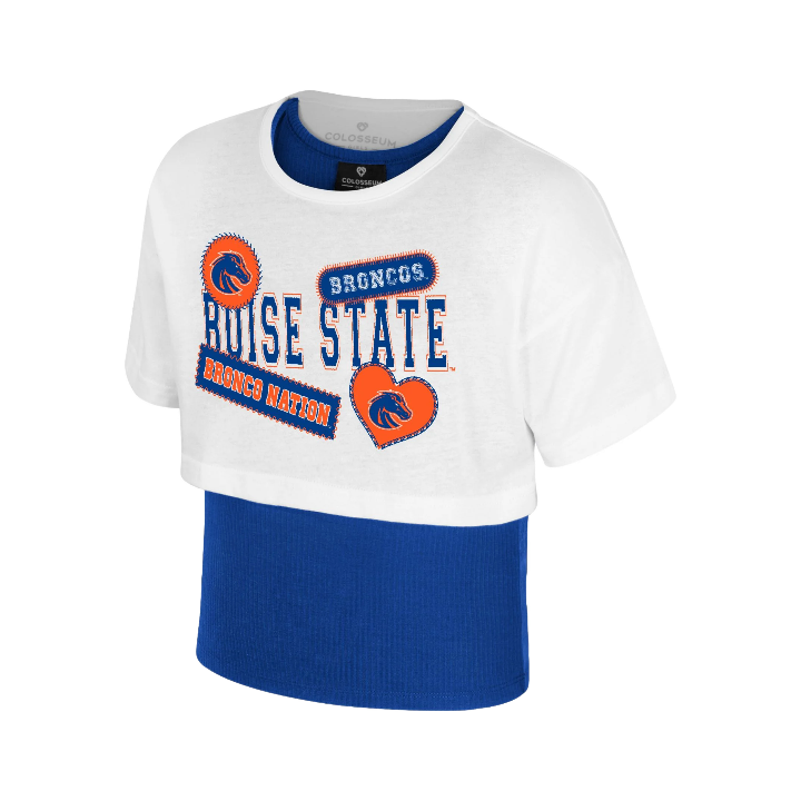 Boise State Broncos Girl's Colosseum Two-Piece T-Shirt (White/Blue)