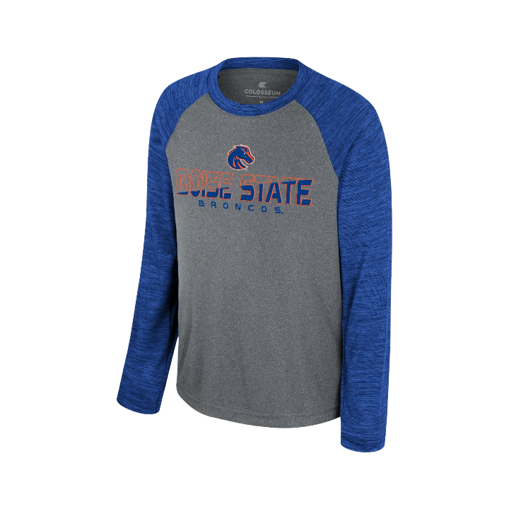 Boise State Broncos Youth Colosseum Dri-Fit Long Sleeve T-Shirt (Grey/Blue)