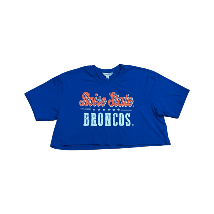 Boise State Broncos Women's ZooZatz Oversized Cropped T-Shirt (Blue)
