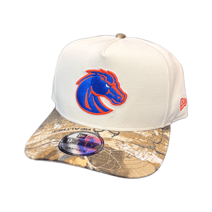 Boise State Broncos New Era Real Tree 9Fifty A-Frame Snapback Hat (Cream/Camo)