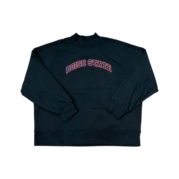 Boise State Broncos Women's Legacy Mock Neck Sweatshirt (Black)