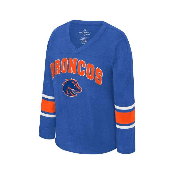 Boise State Broncos Women's Colosseum Sequin Long Sleeve T-Shirt (Blue)