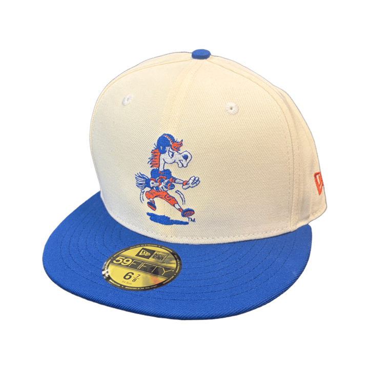 Boise State Broncos New Era Puddle Jumper Retro 59Fifty Fitted Hat (Cream/Blue)