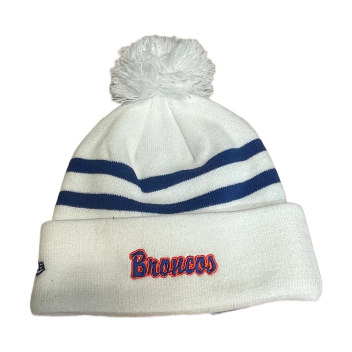 Boise State Broncos New Era Retro Striped Pom Beanie (White)