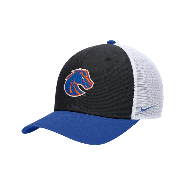 Boise State Broncos Nike Rise Trucker Snapback Hat (Black/Blue)