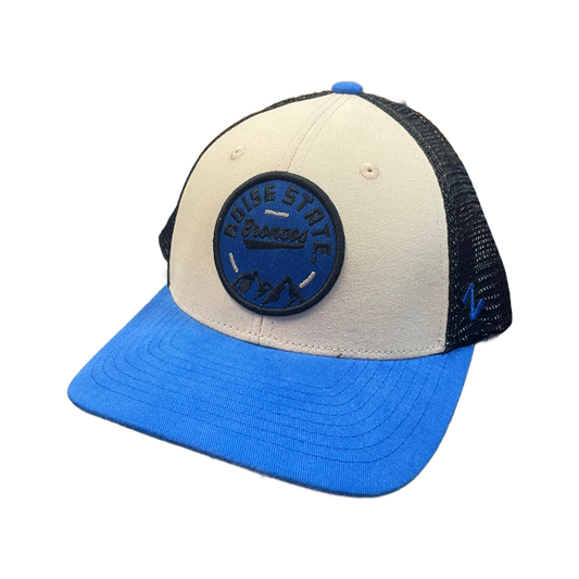 Boise State Broncos Zephyr Trucker Snapback Hat (Cream/Blue)