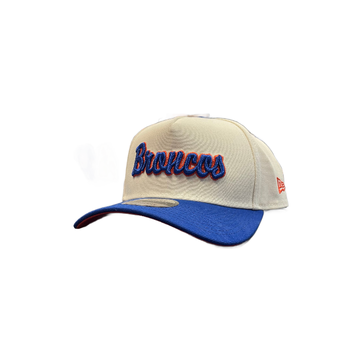 Boise State Broncos New Era Crusive Script 9Forty A Frame Snapback Hat Cream Blue