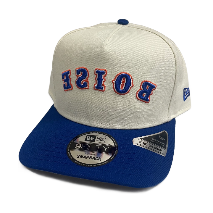 Boise State Broncos New Era Outline "Boise" Reversed 9Fifty A-Frame Snapback Hat (Cream/Blue)