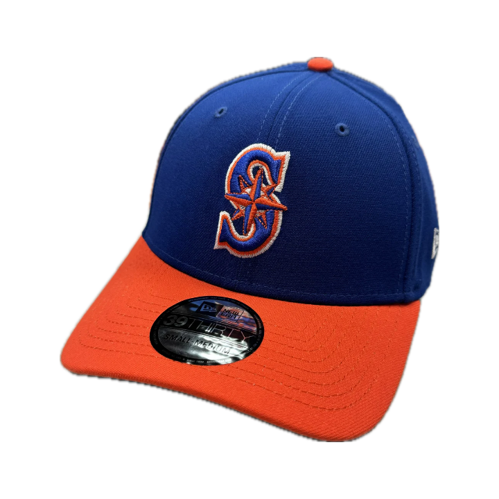 Boise State Broncos Inspired Seattle Mariners New Era 39Thirty Flex Fit Hat Blue Orange