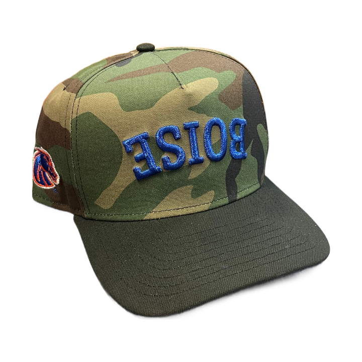 Boise State Broncos New Era Upside Down "Boise" 9Fifty A-Frame Stretch Snapback Hat (Camo/Black)