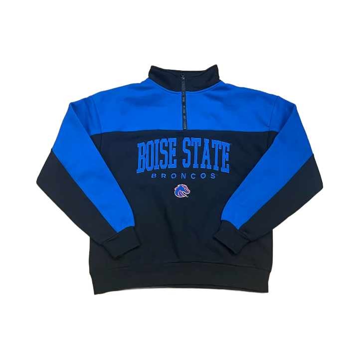 Boise State Broncos ZooZatz Women's 1/4 Zip Sweatshirt (Black/Blue)